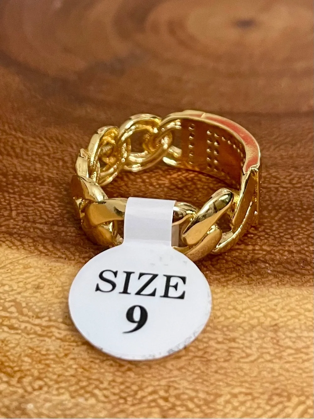 Monaco Chain Gold Statement Band Ring with CZ Pavé NWT Unisex